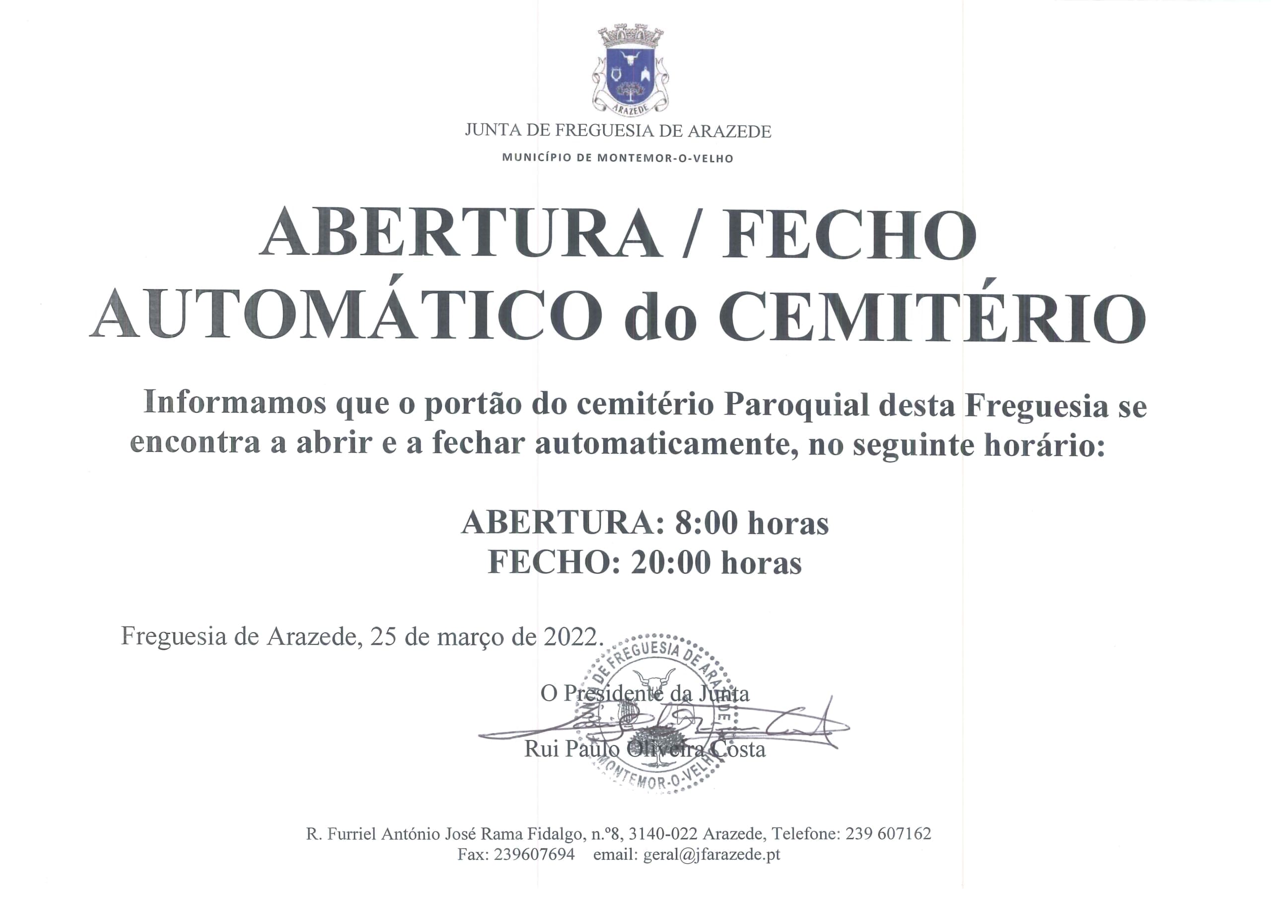 Horário Novo Cemitério